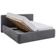 POLSTERBETT 160/200 cm,  in Grau, Bettkasten, Lattenroste,  - Birkefarben/Buchefarben, Design, Holz/Textil (160/200cm) - Xora