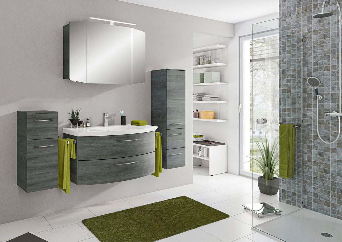 BADEZIMMER 5-teilig  in 161 cm  - Chromfarben/Graphitfarben, KONVENTIONELL, Glas/Holzwerkstoff (161cm) - Pelipal