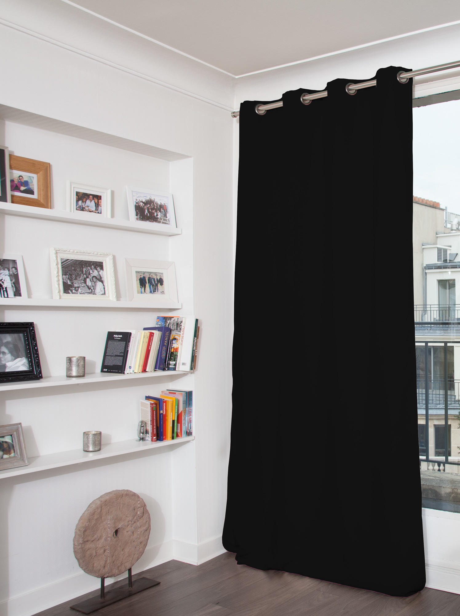 LÄRMSCHUTZVORHANG black-out (lichtundurchlässig)  - Schwarz, Basics, Textil/Metall (145/260cm)