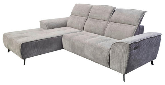 ECKSOFA Taupe Cord  - Taupe/Schwarz, KONVENTIONELL, Textil/Metall (196/290cm) - Carryhome