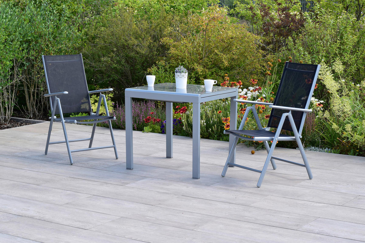 GARTENSET Aluminium  - Silberfarben/Schwarz, MODERN, Metall - Gardenson