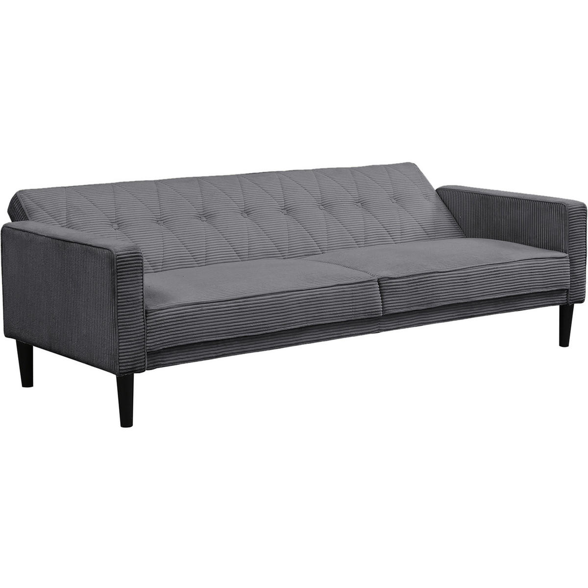 SCHLAFSOFA Cord Grau  - Braun/Grau, Basics, Holz/Textil (213/81/86cm) - Livetastic