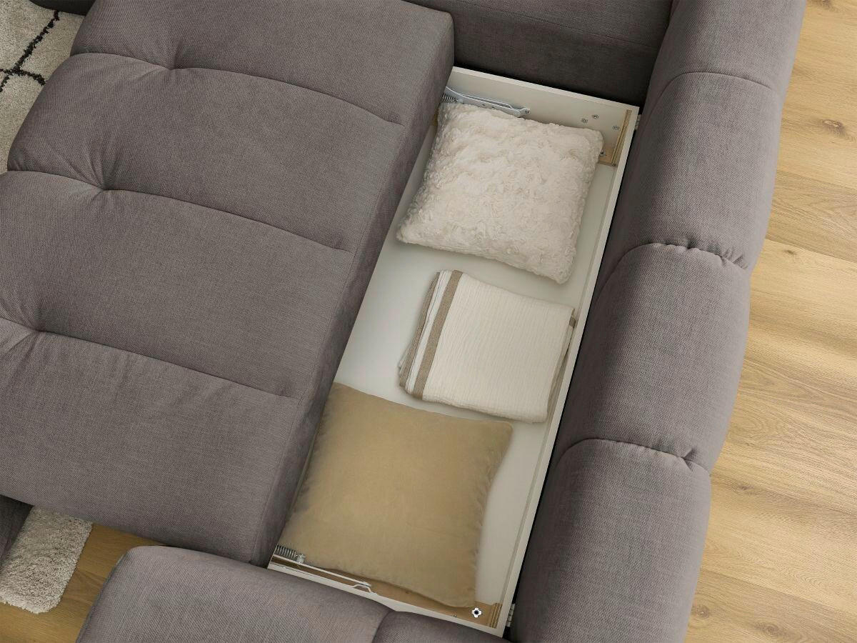 ECKSCHLAFSOFA FUJI Leinenoptik Beige  inkl.  - Beige/Schwarz, MODERN, Kunststoff/Textil (204/282cm)