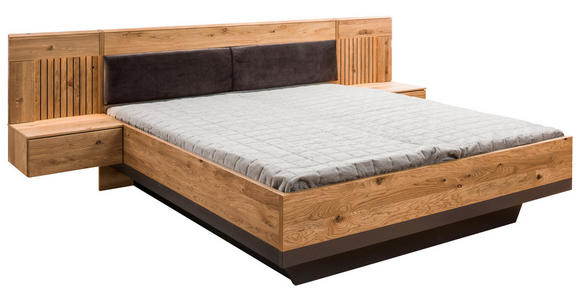 BETTANLAGE - Eichefarben/Schwarz, LIFESTYLE, Holz/Textil (180/200cm) - Linea Natura