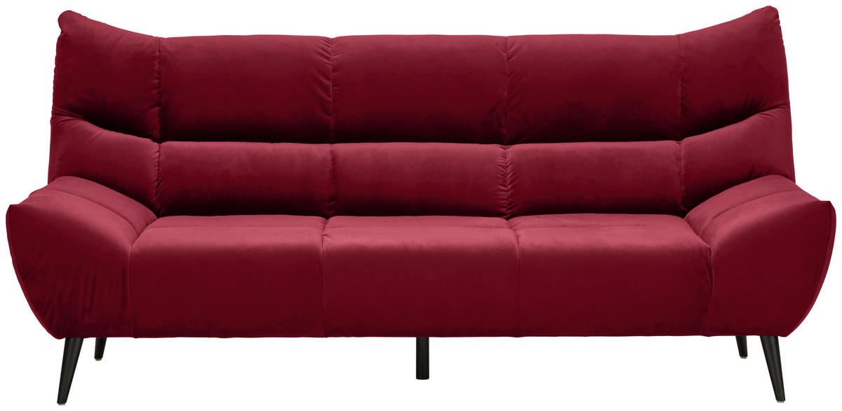 3-SITZER-SOFA in Mikrofaser Rot  - Rot/Schwarz, Design, Textil/Metall (22/106/99cm) - Xora