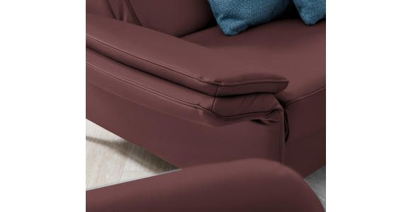 2,5-SITZER Latina in Echtleder Weinrot   - Weinrot/Schwarz, Design, Leder/Metall (164/84/99cm) - Dieter Knoll