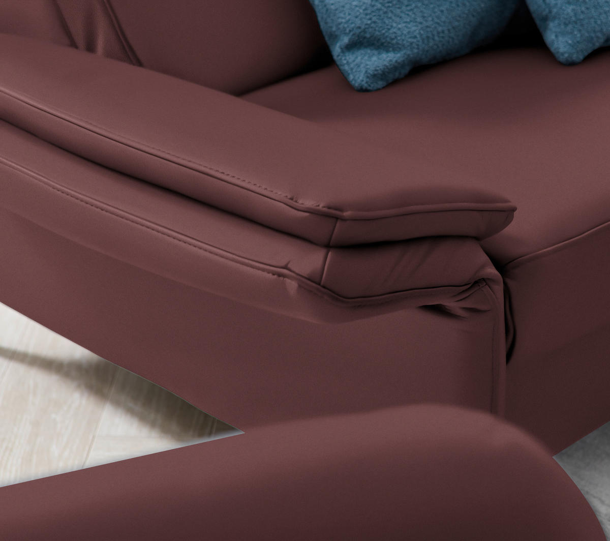 2,5-SITZER in Leder Weinrot  - Weinrot/Schwarz, Design, Leder/Metall (164/84/99cm) - Dieter Knoll