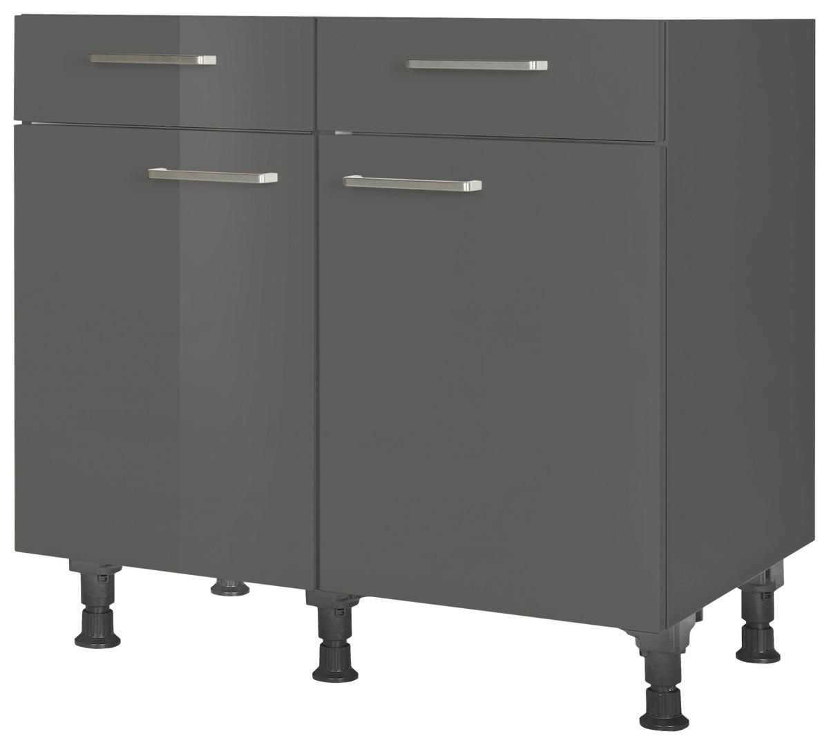 SCHUBKASTENUNTERSCHRANK 90/87/56 cm  in Schieferfarben  - Schieferfarben/Edelstahlfarben, MODERN, Holzwerkstoff/Metall (90/87/56cm) - Nobilia