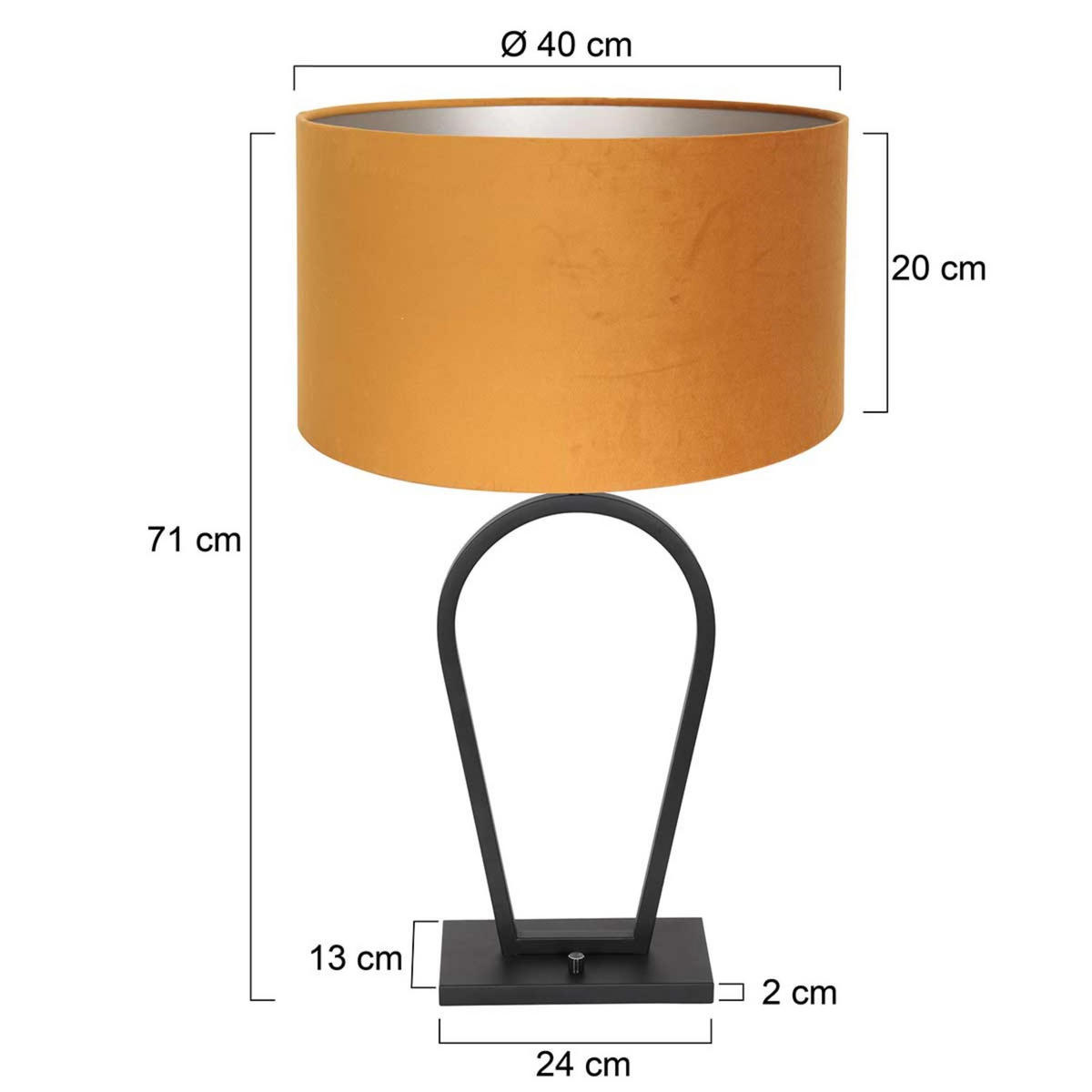 TISCHLEUCHTE - Schwarz/Orange, Trend, Textil/Metall (40/71/24cm)