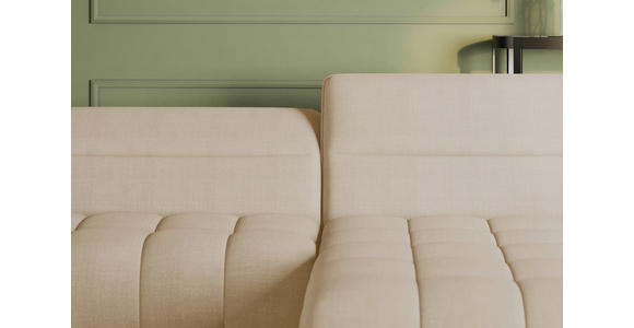 ECKSOFA Beige Flachgewebe Rücken echt, Kopfteilverstellung, Sitztiefenverstellung  - Beige/Schwarz, KONVENTIONELL, Textil/Metall (272/175cm) - Carryhome