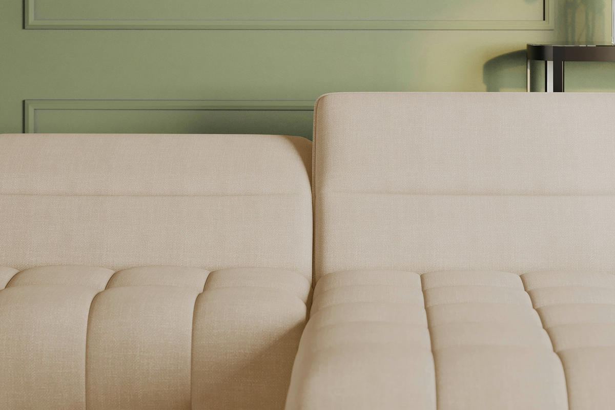 ECKSOFA Beige Flachgewebe Rücken echt, Kopfteilverstellung, Sitztiefenverstellung  - Beige/Schwarz, KONVENTIONELL, Textil/Metall (272/175cm) - Carryhome