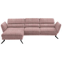 ECKSOFA in Velours Altrosa  - Schwarz/Altrosa, Design, Textil/Metall (153/283cm) - Valdera