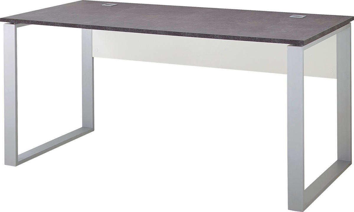 SCHREIBTISCH 158/75/79 cm  in Graphitfarben, Weiß  - Graphitfarben/Weiß, KONVENTIONELL, Holzwerkstoff/Metall (158/75/79cm) - Germania