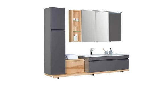 BADEZIMMER in 207 cm - Graubraun/Eschefarben, MODERN, Glas/Holz (207cm) - Novel