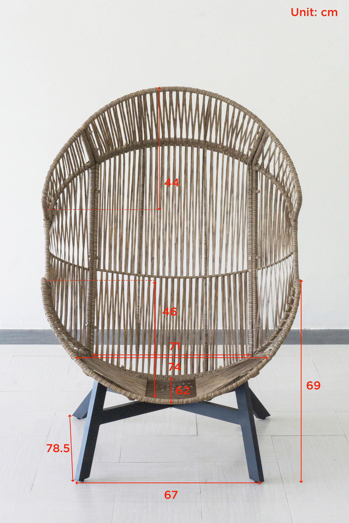 LOUNGESESSEL Grau, Naturfarben, Schwarz Stahl  - Schwarz/Naturfarben, Design, Kunststoff/Textil (101/140/96cm) - Ambia Garden