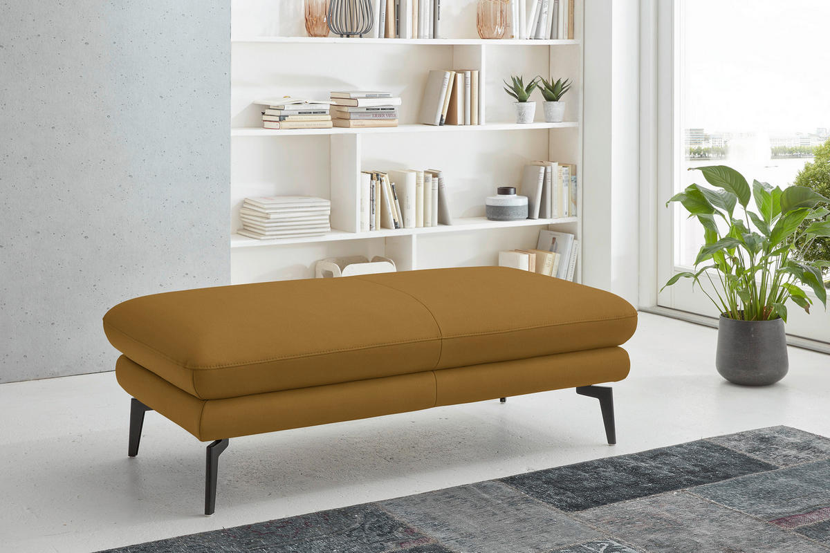 2,5-SITZER in Echtleder Currygelb  - Currygelb/Schwarz, Design, Leder/Metall (196/86/104cm) - Dieter Knoll
