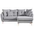 ECKSOFA Hellgrau Flachgewebe  - Buchefarben/Hellgrau, KONVENTIONELL, Holz/Textil (210/156cm) - Carryhome