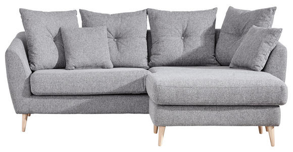 ECKSOFA Hellgrau Flachgewebe  - Buchefarben/Hellgrau, KONVENTIONELL, Holz/Textil (210/156cm) - Carryhome