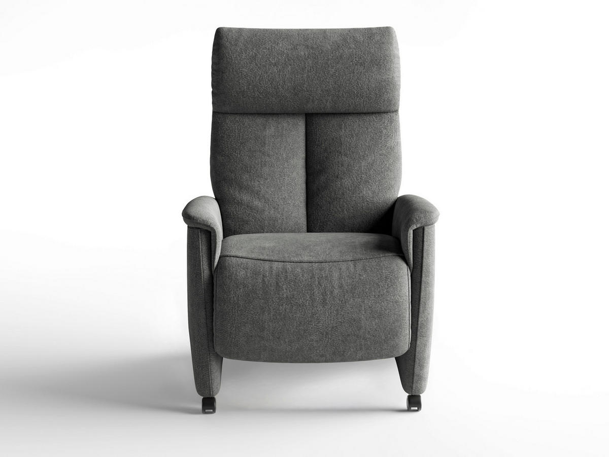 RELAXSESSEL TV CREMONA COMFORT E S1 Mikrofaser Kopfteilverstellung, Fußteilverstellung, Rücken echt    - Dunkelgrau/Schwarz, Basics, Kunststoff/Textil (76/110/84cm) - Sit & More