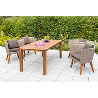 GARTENTISCHGRUPPE Akazie Hartholz Aluminium  - Beige/Braun, KONVENTIONELL, Holz/Kunststoff - Gardenson
