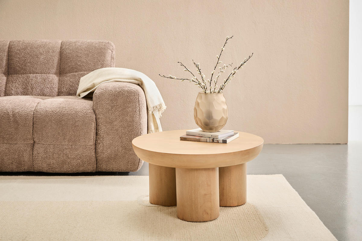 COUCHTISCH Mangoholz vollmassiv 70/35/70 cm rund Naturfarben  - Naturfarben, KONVENTIONELL, Holz (70/35/70cm) - Livetastic