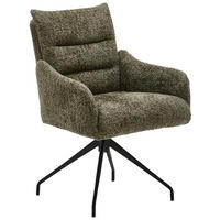 ARMLEHNSTUHL Teddystoff  - Waldgrün/Schwarz, Design, Textil/Metall (62/86/68cm) - Welnova