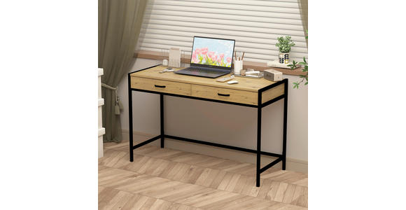 SCHREIBTISCH 120/48/76 cm Schwarz, Eiche Artisan Stauraum  - Schwarz/Eiche Artisan, Design, Holzwerkstoff/Metall (120/48/76cm) - Carryhome