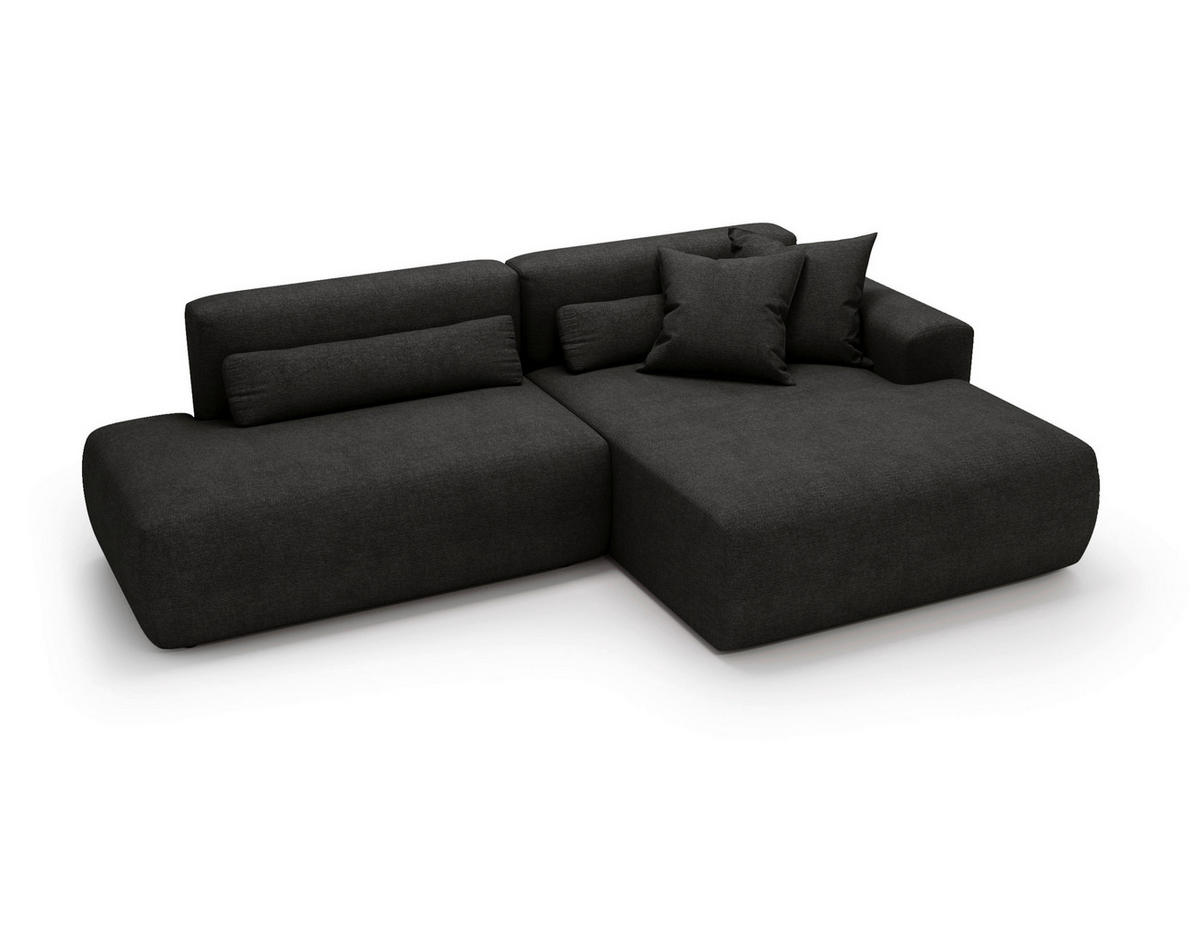 ECKSOFA REVE in Chenille Anthrazit  284/160 cm  - Anthrazit/Schwarz, Design, Kunststoff/Textil (284/160cm) - Livetastic