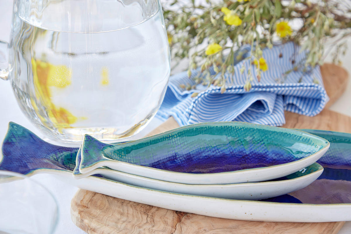 SERVIERPLATTE DORI  - Blau, Basics, Keramik (30,2/19,2/3,9cm) - Costa Nova