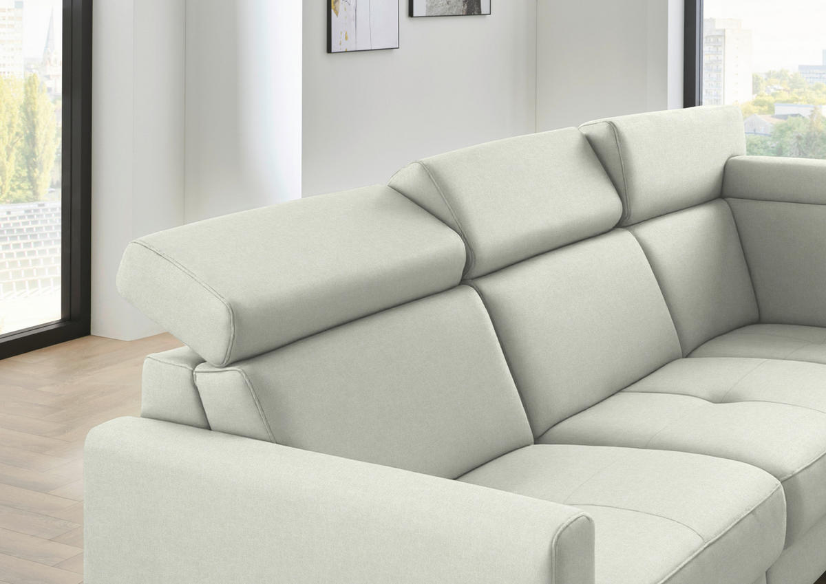 ECKSOFA Beldomo System in Flachgewebe Naturfarben  276/214 cm  - Schwarz/Naturfarben, KONVENTIONELL, Textil/Metall (276/214cm) - Beldomo System