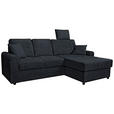 ECKSOFA in Chenille Schwarz  - Schwarz, KONVENTIONELL, Kunststoff/Textil (232/153cm) - Carryhome