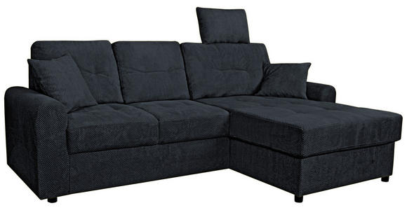 ECKSOFA in Chenille Schwarz  - Schwarz, KONVENTIONELL, Kunststoff/Textil (232/153cm) - Carryhome