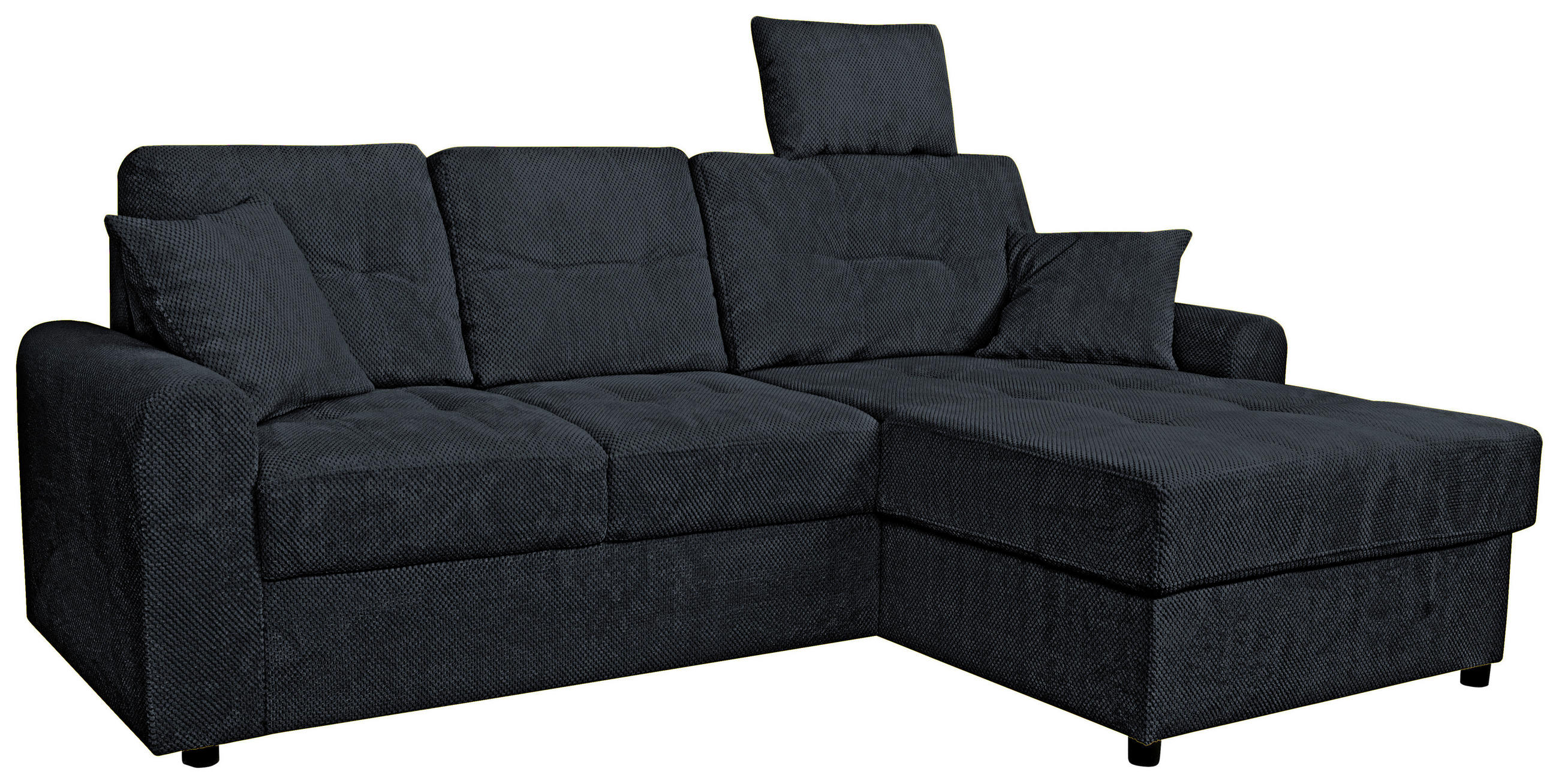 ECKSOFA Schwarz Chenille  - Schwarz, KONVENTIONELL, Kunststoff/Textil (232/153cm) - Carryhome