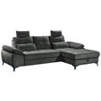 ECKSOFA Anthrazit Mikrovelours  - Chromfarben/Anthrazit, KONVENTIONELL, Kunststoff/Textil (270/170cm) - Carryhome