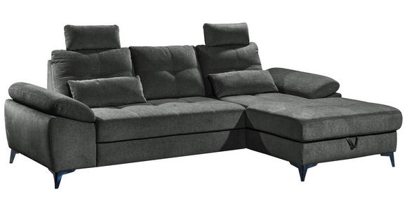 ECKSOFA Anthrazit Mikrovelours  - Chromfarben/Anthrazit, KONVENTIONELL, Kunststoff/Textil (270/170cm) - Carryhome