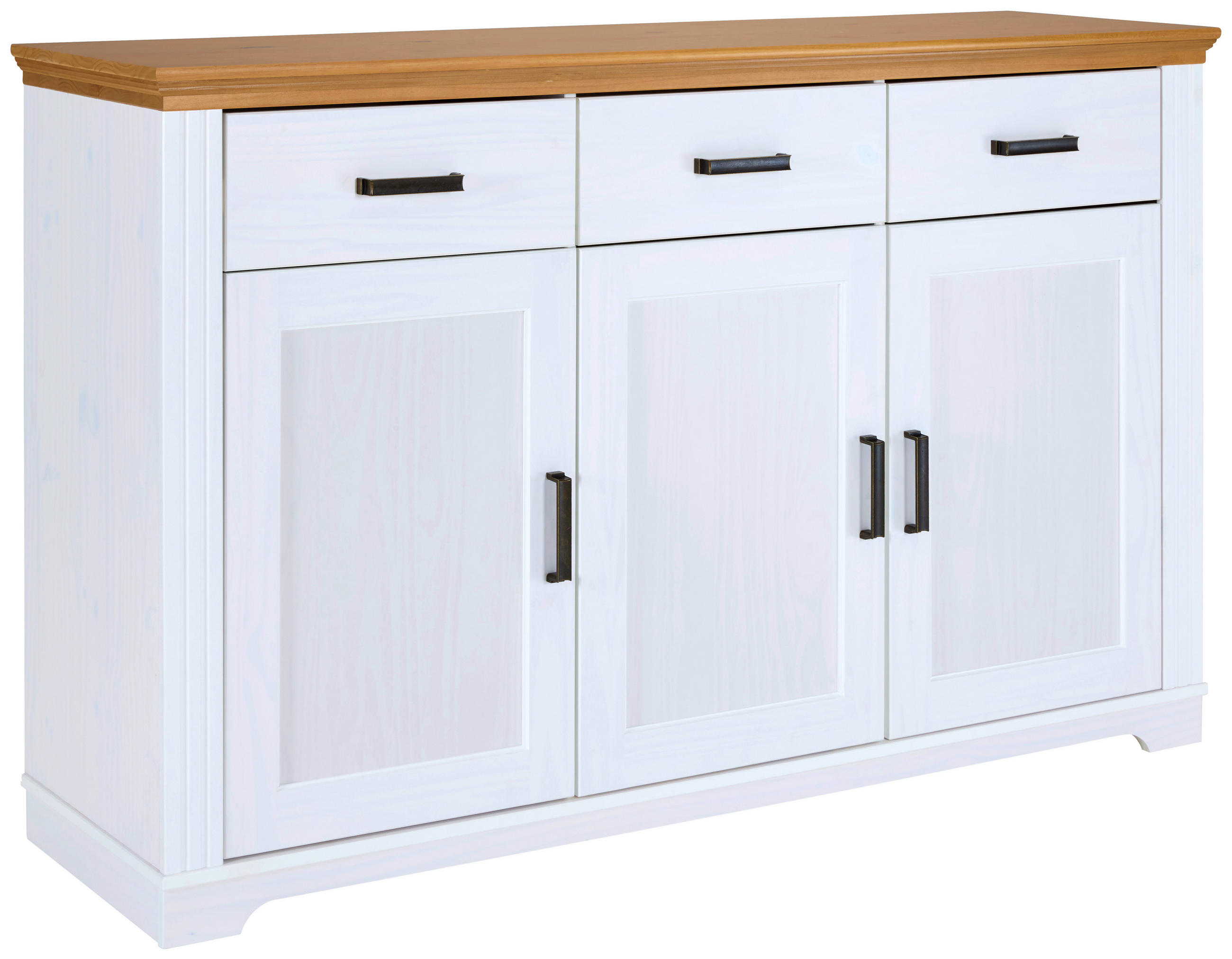 KOMMODE , 166/104/48 cm, 3 Schublade(n)  - Eichefarben/Schwarz, Design, Holz/Metall (166/104/48cm) - Livetastic
