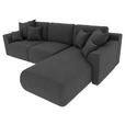 ECKSOFA Dunkelgrau Velours  - Chromfarben/Dunkelgrau, KONVENTIONELL, Kunststoff/Textil (293/195cm) - Carryhome