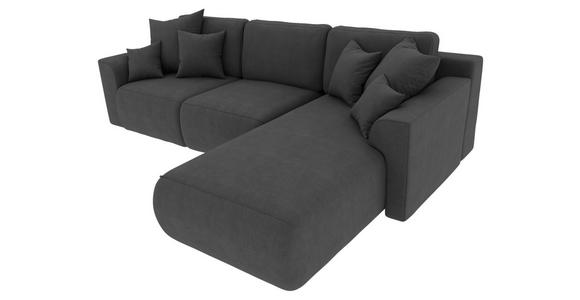 ECKSOFA Dunkelgrau Velours  - Chromfarben/Dunkelgrau, KONVENTIONELL, Kunststoff/Textil (293/195cm) - Carryhome