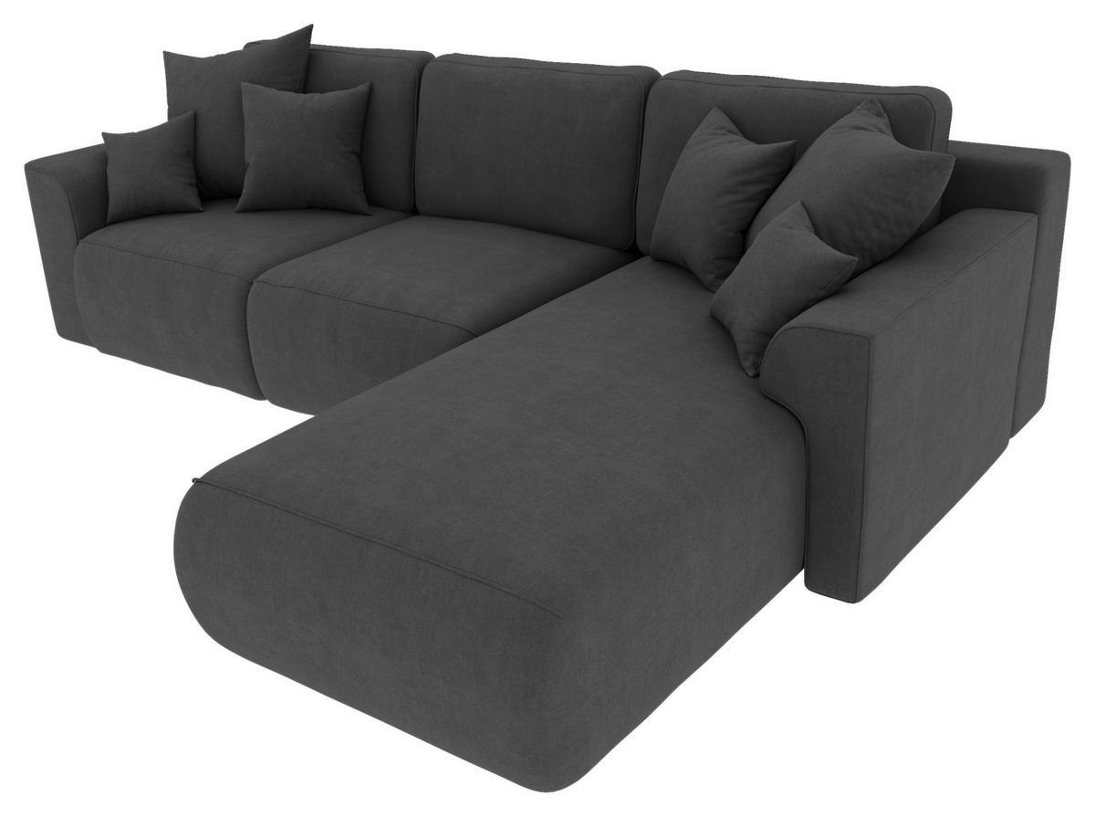 ECKSOFA in Velours Dunkelgrau  293/195 cm  - Chromfarben/Dunkelgrau, KONVENTIONELL, Kunststoff/Textil (293/195cm) - Carryhome