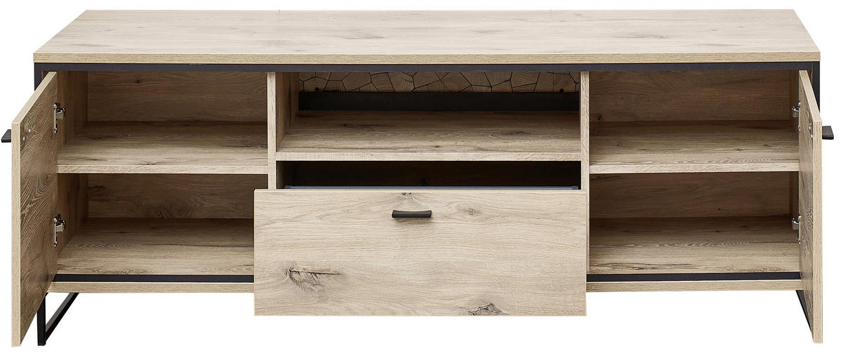 TV-ELEMENT - Eichefarben/Schwarz, KONVENTIONELL, Holzwerkstoff/Metall (160/61/49cm) - Livetastic