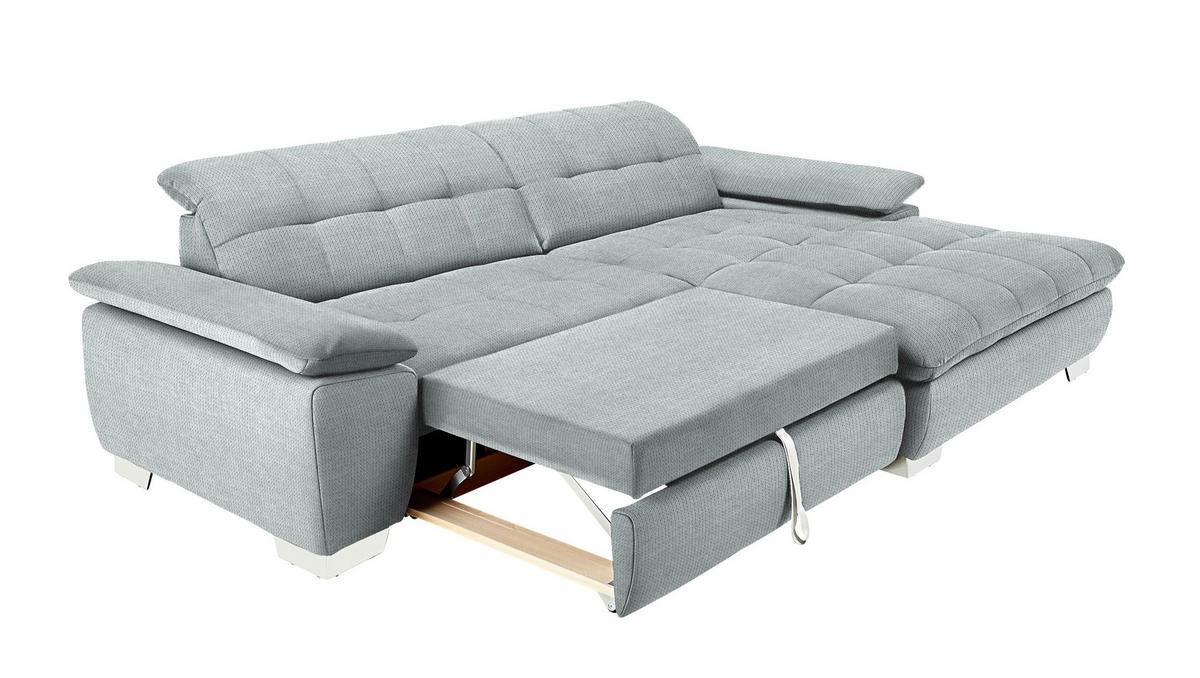 ECKSOFA in Mikrofaser Platinfarben  - Platinfarben/Chromfarben, Design, Textil/Metall (265/180cm) - Carryhome