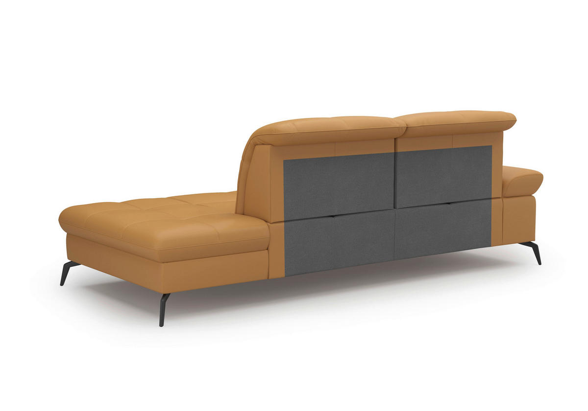 RÉCAMIERE Currygelb Kombination Echtleder/Stoff Vliesstoff  - Currygelb/Schwarz, KONVENTIONELL, Leder/Textil (231/90/122cm) - Sit & More