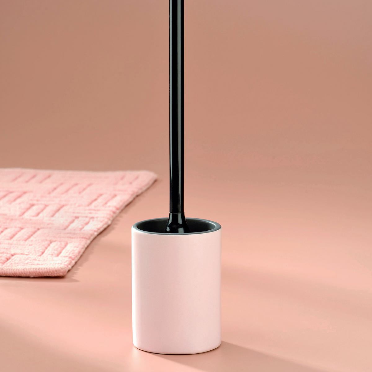 WC-BÜRSTENGARNITUR - Schwarz/Rosa, Basics, Keramik/Kunststoff (10,5/44,5cm) - Kela