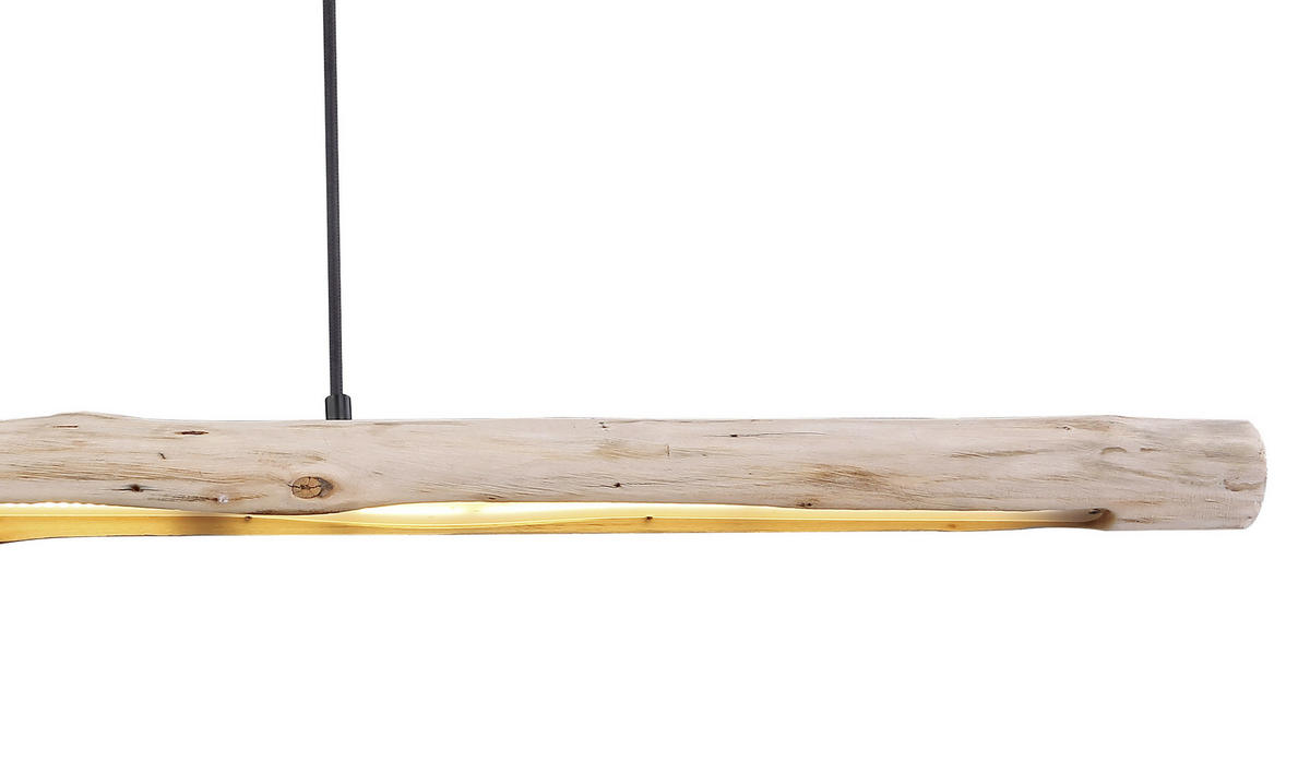 HÄNGELEUCHTE 120/7/150 cm    - Schwarz/Naturfarben, Basics, Holz/Metall (120/7/150cm) - Globo