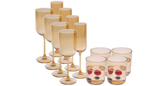 GLÄSERSET 12-teilig  - Hellbraun, Design, Glas - Novel
