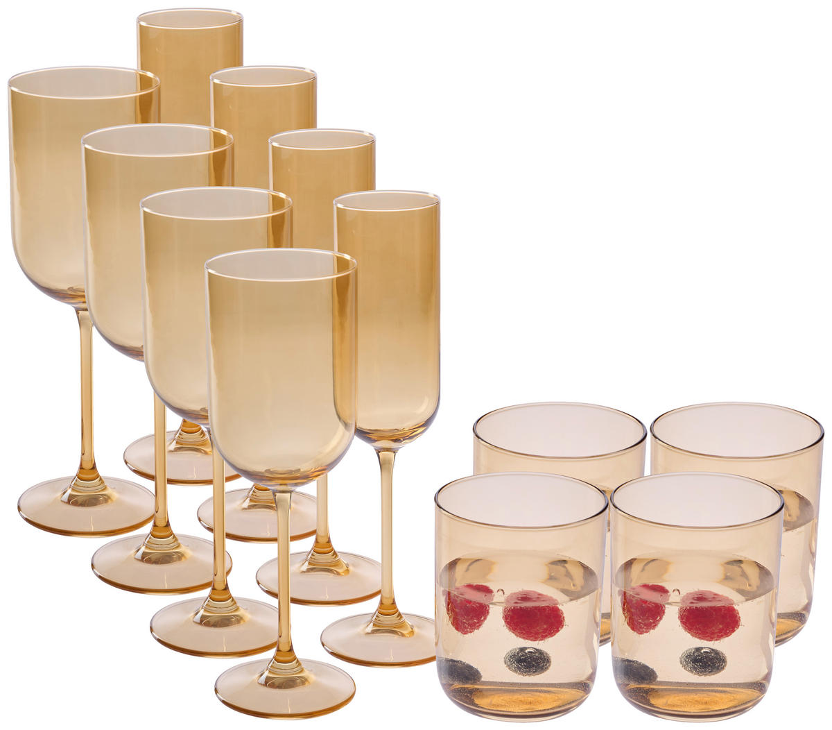 GLÄSERSET 12-teilig  - Hellbraun, Design, Glas - Novel