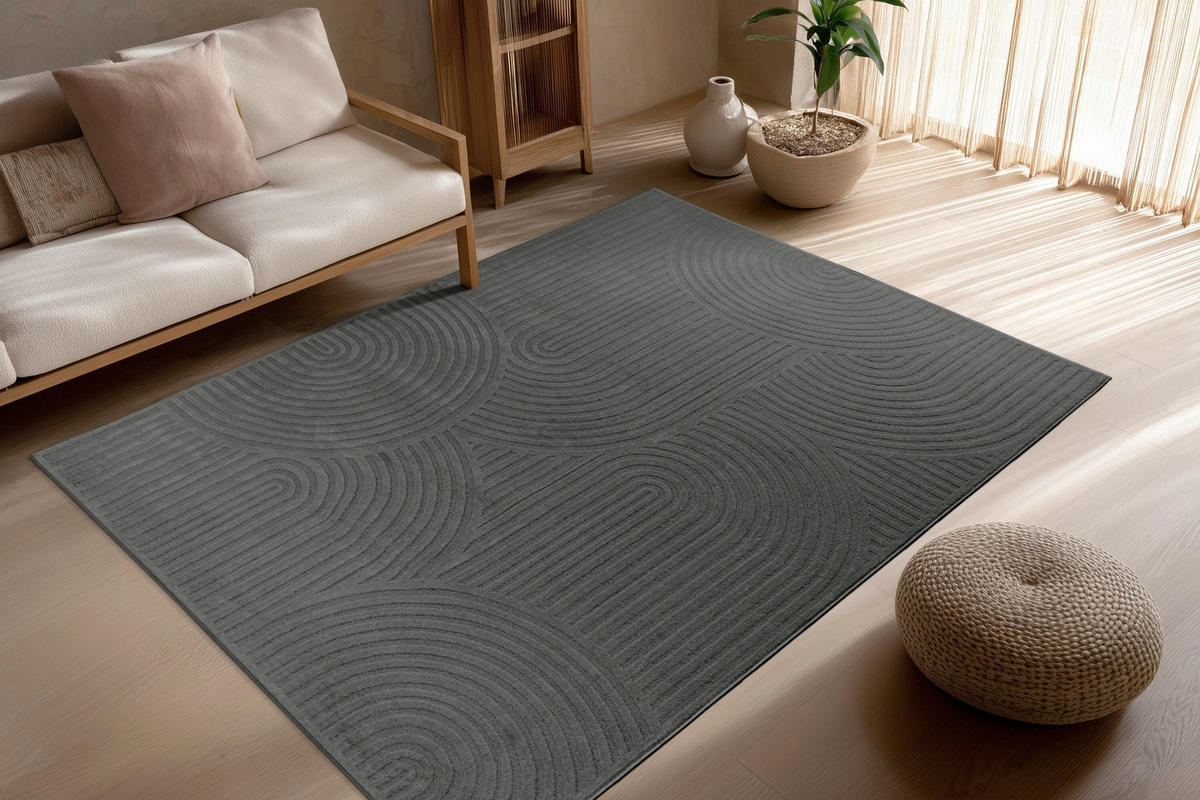 FLACHWEBETEPPICH 160/230 cm Dunkelgrau rechteckig  - Dunkelgrau, Basics, Textil (160/230cm) - Kayoom