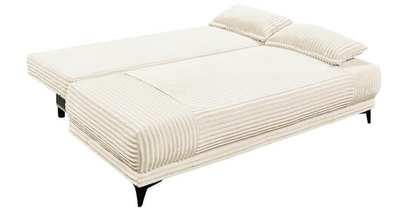 SCHLAFSOFA  mit Cord Weiß  - Schwarz/Weiß, KONVENTIONELL, Kunststoff/Textil (211/96/105cm) - Carryhome