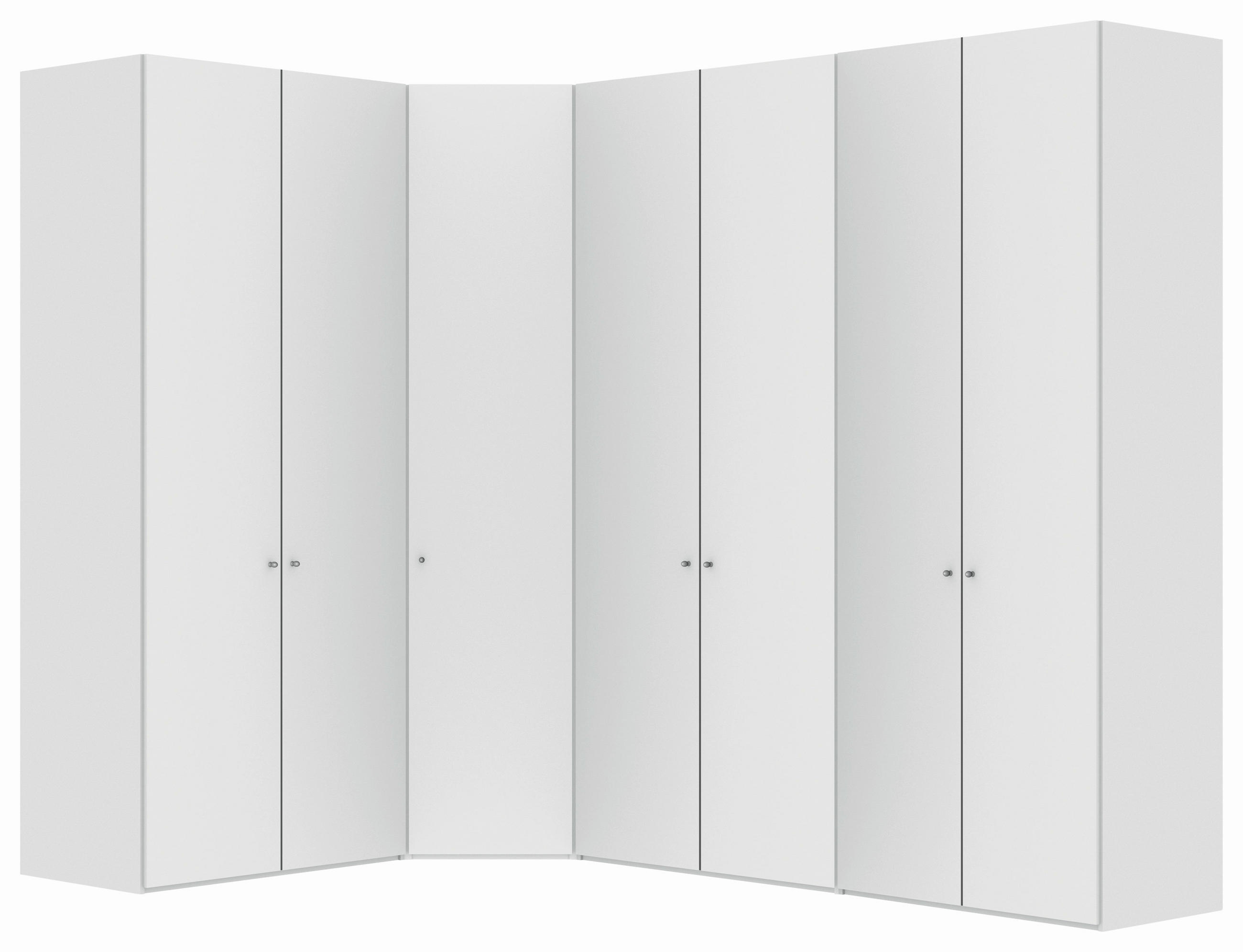 ECKKLEIDERSCHRANK 196/236/296 cm  - Weiß Hochglanz/Silberfarben, Design, Holzwerkstoff/Metall (196/236/296cm) - Jutzler
