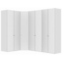 ECKKLEIDERSCHRANK 196/236/296 cm Weiß, Weiß Hochglanz  - Weiß Hochglanz/Silberfarben, Design, Holzwerkstoff/Metall (196/236/296cm) - Jutzler